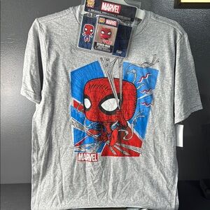 Marvel Gray and Red Spider-Man Kids Short Sleeve Tee XL with Bonus Pocket POP